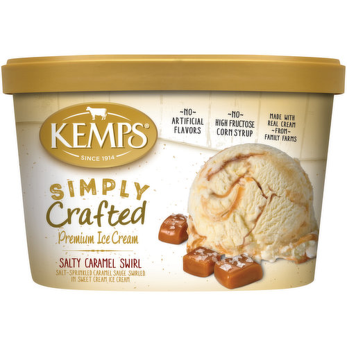 Kemps Simply Crafted Ice Cream, Premium, Salty Caramel Swirl