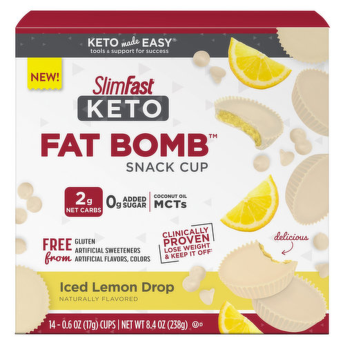 SlimFast Keto Fat Bomb Snack Cups, Iced Lemon Drop