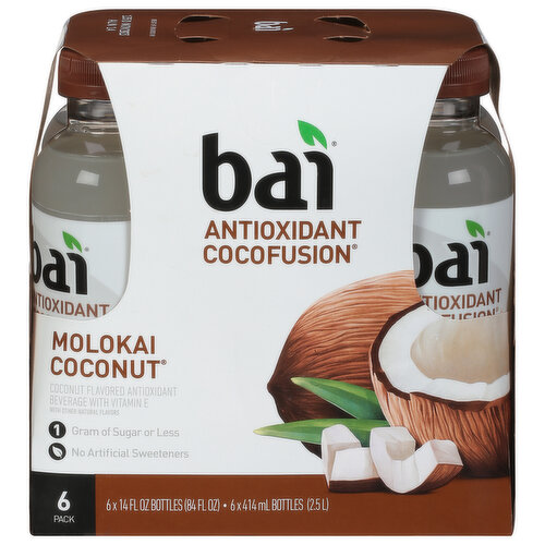 Bai Antioxidant Cocofusion Antioxidant Beverage, Molokai Coconut, 6 Pack