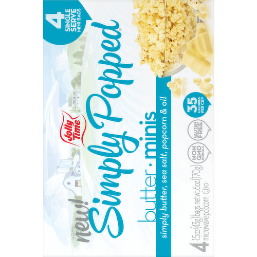 Jolly Time Natural Minis Microwave Popcorn Bags, Single Serving