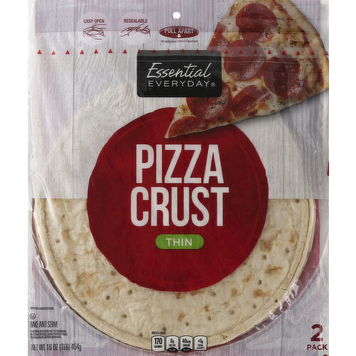 Essential Everyday Pizza Crust, Thin, 2 Pack