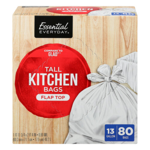 Essential Everyday Trash Bags Flap Top Large Clear 30 Gallon