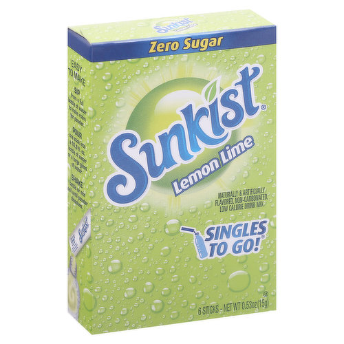 Sunkist Singles to Go! Drink Mix, Zero Sugar, Lemon Lime