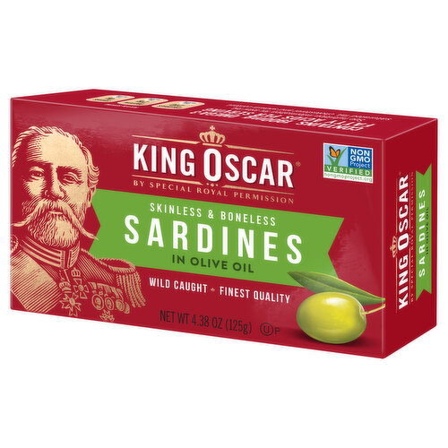 King Oscar Sardines, in Olive Oil, Skinless & Boneless, Wild Caught