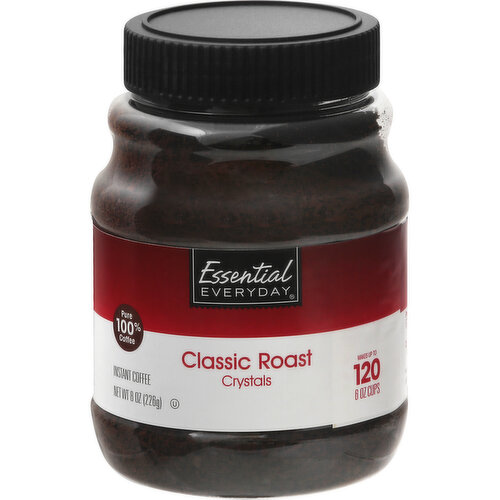 Gluten free. Pure 100% coffee. Makes up to 120 6 oz of cups. 100% pure coffee. Every day real savings. Highest quality. www.essentialeveryday.com. If you’re not completely satisfied with this product, please contact us at www.essentialeveryday.com or 1-877-932-7948. Product of Mexico.