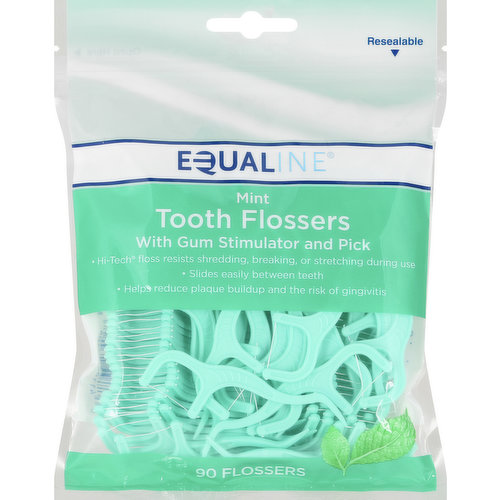 Tooth flossers with gum stimulator and pick. Hi-tech floss resists shredding, breaking, or stretching during use. Slides easily between teeth. Help reduce plaque buildup and the risk of gingivitis. Supervalu Quality Guaranteed: We're committed to your satisfaction and guarantee the quality of this product. Contact us at 1-877-932-7942, or www.supervalu-ourownbrands.com. Please have package available. www.supervalu-ourownbrands.com. Resealable. Made in China.