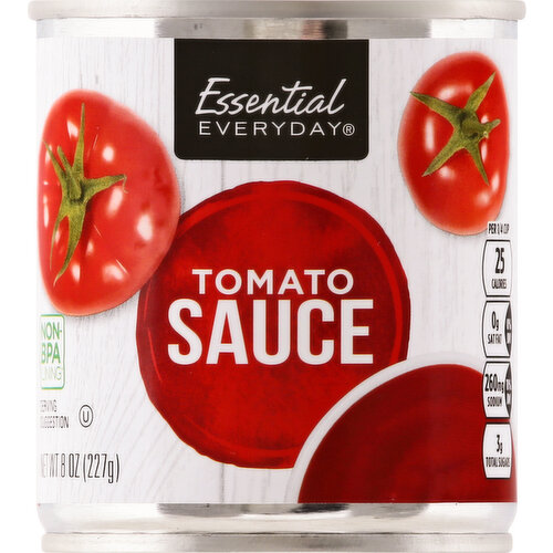 Per 1/4 Cup: 25 calories; 0 g sat fat (0%DV); 260 mg sodium (11%DV); 3 g total sugars. essentialeveryday.com. Non-BPA lining (Can liner not derived from Bisphenol-A (BPA)). Steel. Please recycle. Product of USA.