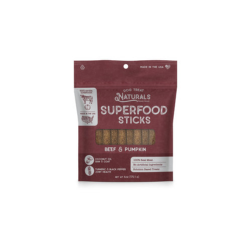 Dog Treat Naturals Superfood Sticks, Beef & Pumpkin