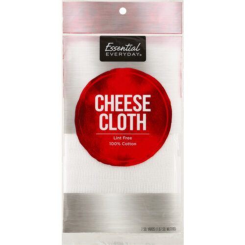 2 sq yards (1.67 sq meters) Lint free, 100% cotton. Great products at a price you'll love that's Essential Everyday. Our goal is to provide the products your family wants, at a substantial savings versus comparable brands. We're so confident that you'll love Essential Everyday, we stand behind our products with a 100% satisfaction guarantee. Quick Tip: To make bouquet garni, wrap a small bunch of herbs in a 4 square cheesecloth, and tie the bundle with kitchen twine. 100% Quality Guarantee: Like it or let us make it right. That's our quality promise. essentialeveryday.com. Made in China.