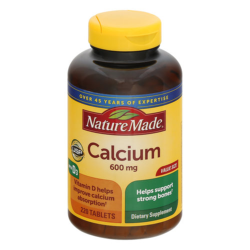 Nature Made Calcium, 600 mg, Tablets, Value Size