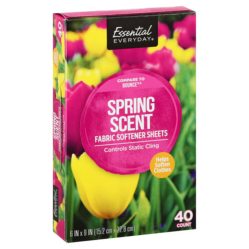 Essential Everyday Fabric Softener Sheets, Spring Scent