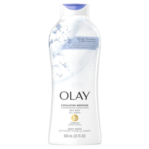 Olay Exfoliate & Replenish Exfoliating Body Wash with Sea Salts, 22 fl oz