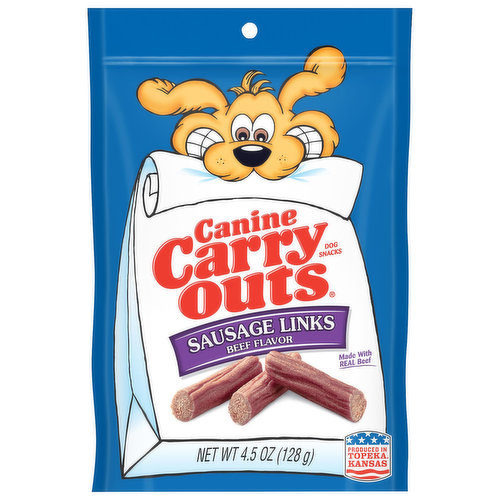 Canine Carry Outs Dog Snacks, Sausage Links, Beef Flavor