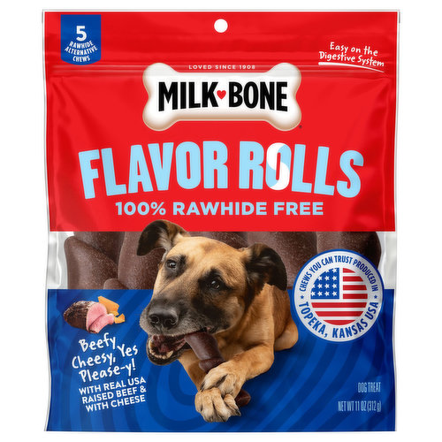Milk-Bone Dog Treat, 100% Rawhide Free, Flavor Rolls