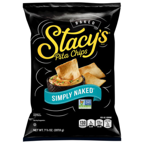 Baked with high quality ingredients, Stacy's pita chips are artfully crafted and simply delicious. Our Simply naked pita chips are seasoned perfectly with sea salt and ready for your Stacy's fancy. But not too fancy, snacking moments.