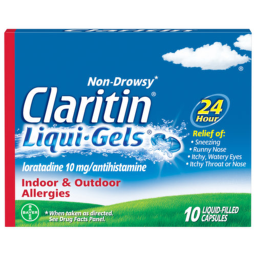 Claritin Liqui-Gels Loradatine, Non-Drowsy, 10 mg, Liquid-Filled Capsules