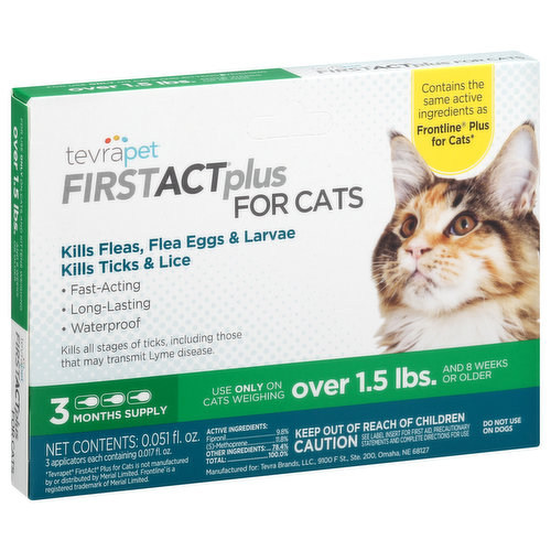 TevraPet FirstAct Plus Flea & Ticks Prevention, for Cats