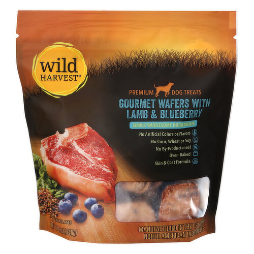 Wild Harvest Dog Treats, Premium, Gourmet Wafers, with Lamb & Blueberry