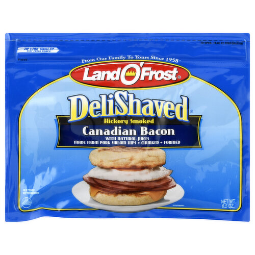 Land O Frost DeliShaved Canadian Bacon, Hickory Smoked