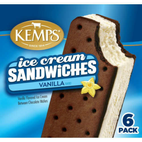 Kemps Vanilla Ice Cream Sandwiches 6 Count