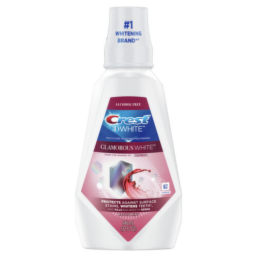 Crest 3D White 3D White Glamorous White Mouthwash, Alcohol Free, Helps Prevent Stains, Arctic Mint