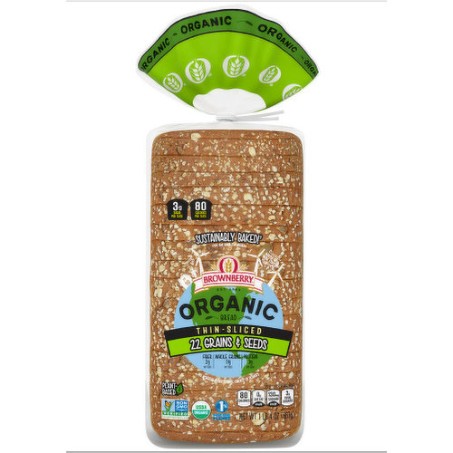 Our thin-cut version of Brownberry Organic 22 Grains & Seeds bread is Non-GMO and full of flax seed, chia and ancient grains in every slice.