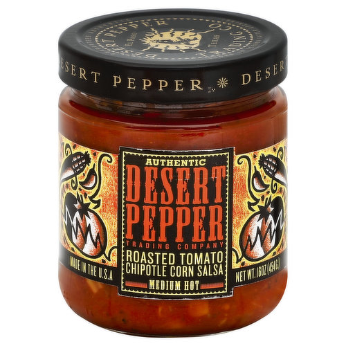 Desert Pepper Salsa, Roasted Tomato Chipotle Corn, Medium Hot