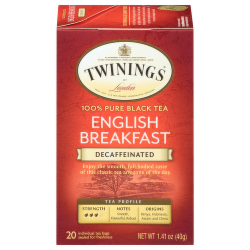 Twinings Twinings of London English Breakfast Decaffeinated 100% Pure Black Tea 20 CT