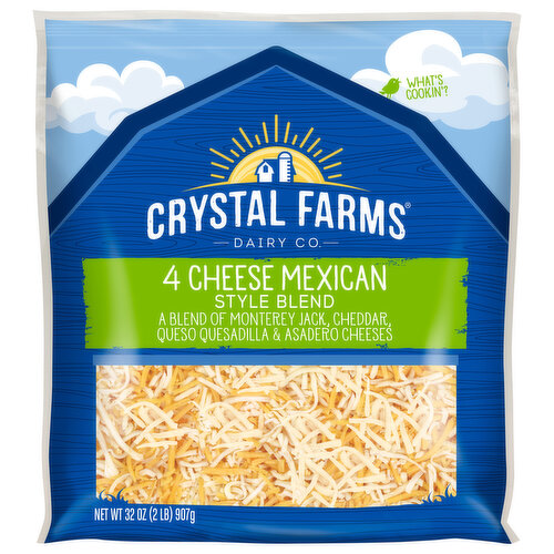 Crystal Farms Cheese Blend, 4 Cheese, Mexican Style