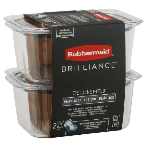 Rubbermaid Brilliance Container, Plastic, Value Pack