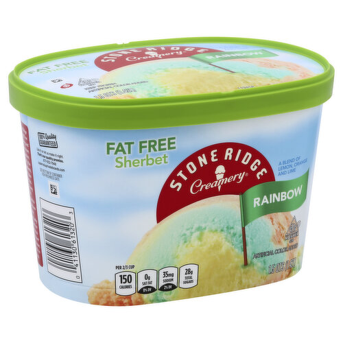 Stone Ridge Creamery Sherbet, Fat Free, Rainbow