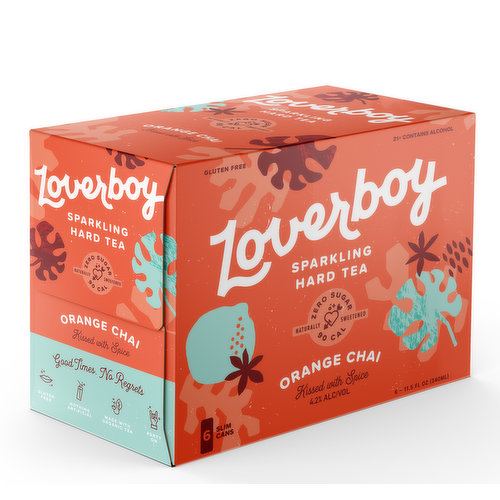 Loverboy Orange Chai Sparkling Hard Tea, 6 Pack Cans