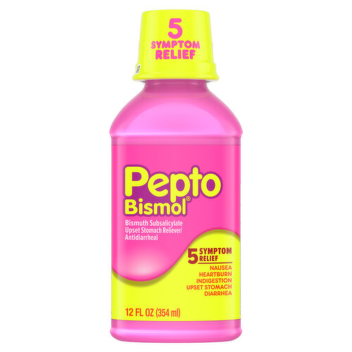 Pepto-Bismol Multi-Symptom Pepto Bismol Liquid, Upset Stomach & Diarrhea Relief, Over-the-Counter Medicine, 12 Oz
