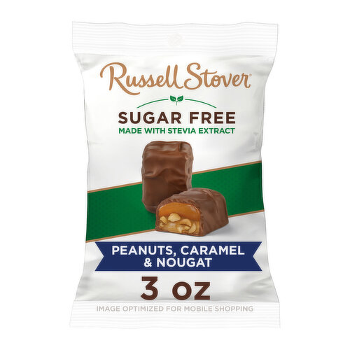 Russell Stover Sugar Free Peanut, Caramel & Nougat Covered in Chocolate Candy, 3 oz. bag