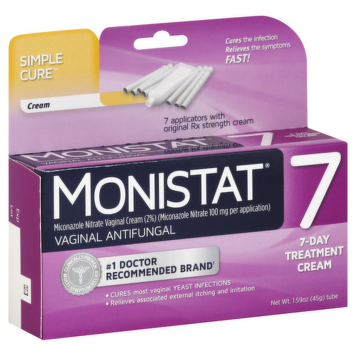 Monistat 7 Vaginal Antifungal, 7-Day Treatment, Simple Cure Cream