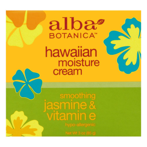 Alba Botanica Moisture Cream, Hawaiian, Smoothing Jasmine & Vitamin E