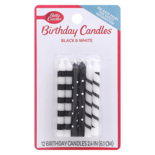 Betty Crocker Birthday Candles, Black & White, 2.4 Inch