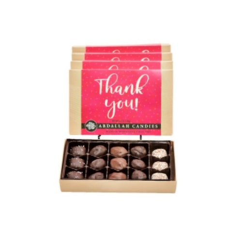 Abdallah Chocolates Greeting Card Box, Thank you Chocolate 