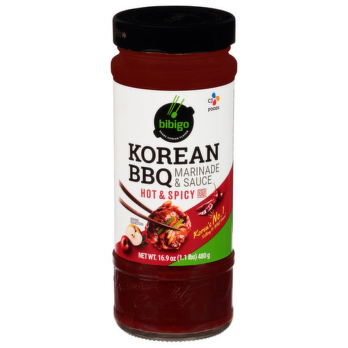 Bibigo Marinade & Sauce, Korean BBQ, Hot & Spicy