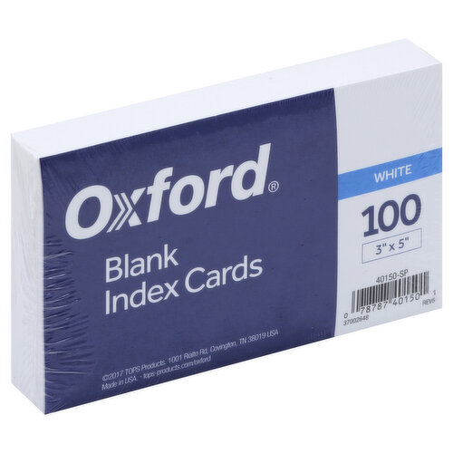 Oxford Index Cards, Blank, White