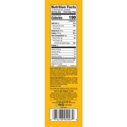 Foster Farms Corn Dogs, Gluten Free, Honey Crunchy