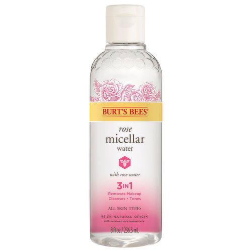 Burt's Bees Toning Water, Micellar, Rose, 3 in 1