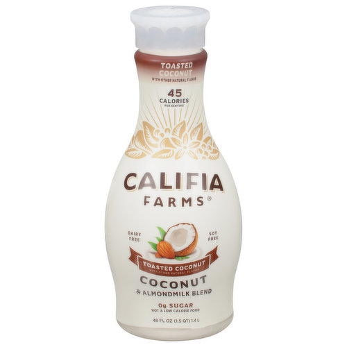 Just like our California home, we're named after the legend of Queen Califia. We know you use almond milk in lots of different ways, and that’s why we keep it simple. This coconut and almondmilk blend is creamy and subtly sweet just without the sugar. Made with whole ingredients and the blissful flavor of toasted coconut. Carrageenan free. Always plant-based. Unzip it! Remove label to recycle.