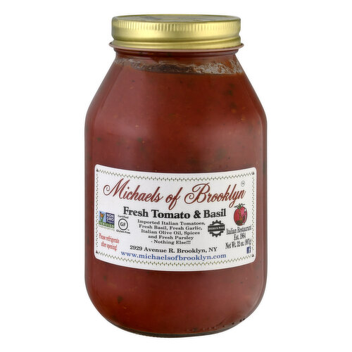 Certified Gluten-free. Non GMO Project verified. nongmoproject.org. Brooklyn made. Italian restaurant. Est. 1964. www.michaelsofbrooklyn.com. Facebook.