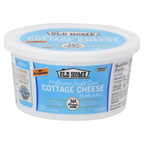Old Home Cottage Cheese, Small Curd, 1% Milkfat, 1% Lowfat