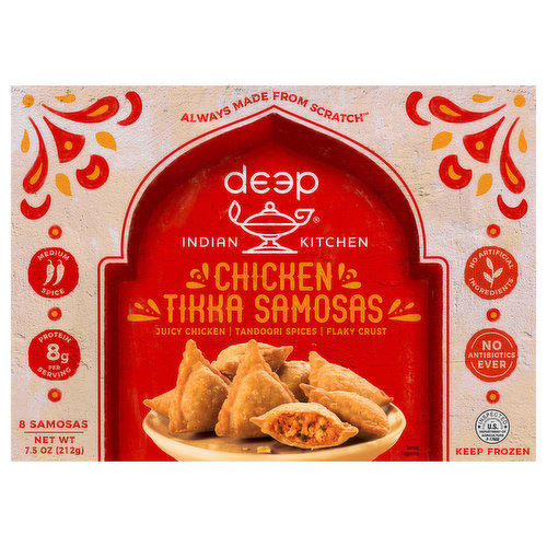 Deep Indian Kitchen Chicken Tikka Samosas, Medium Spice