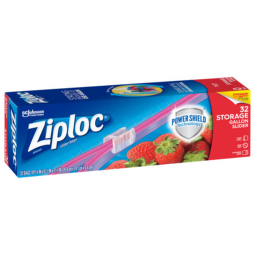 Ziploc Slider Bags, Storage, Gallon - 32 bags