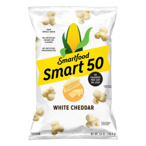 Smartfood Smart 50 Popcorn, White Cheddar