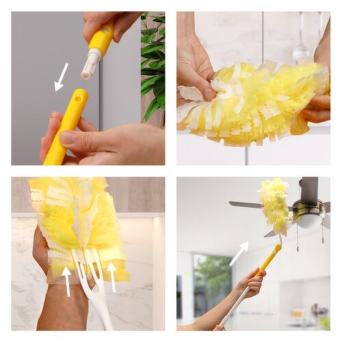 Swiffer Duster 360 Dusters Heavy Duty Super Extendable Handle Dusting Kit (1 Handle, 4 Dusters)