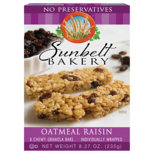 Sunbelt Bakery Granola Bars, Oatmeal Raisin, Chewy